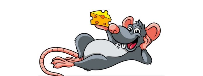 Animation of a rat holding a cheese
